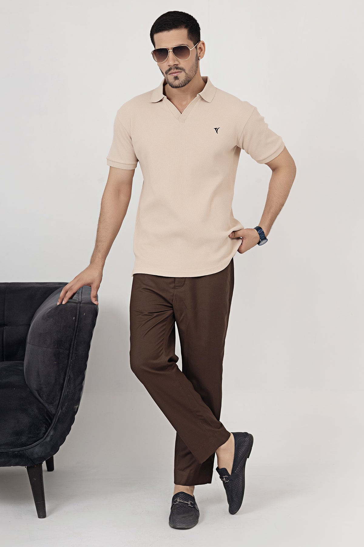 Beige Luxe Knit Polo