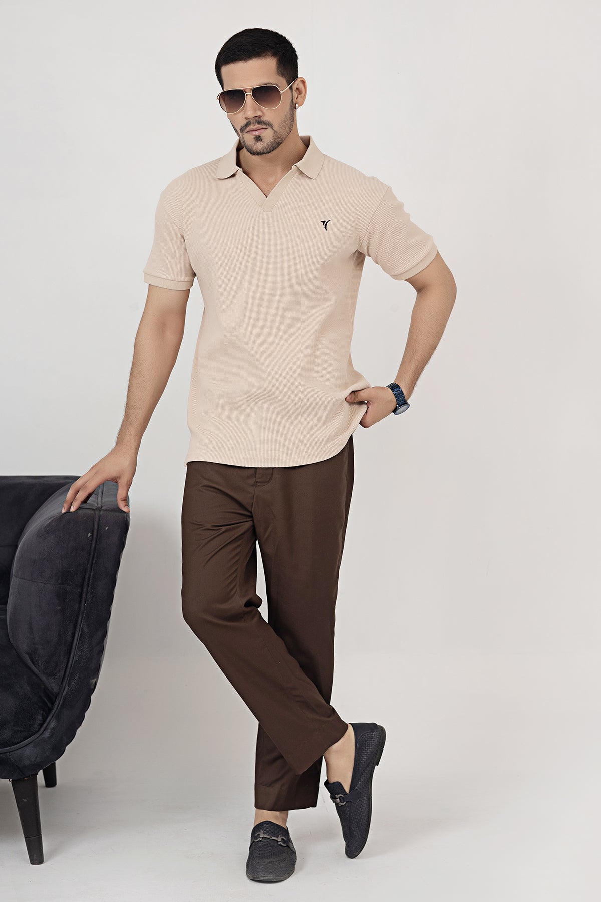 Beige Luxe Knit Polo