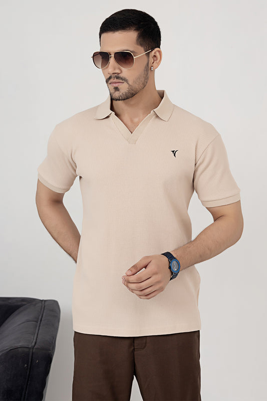 Beige Luxe Knit Polo