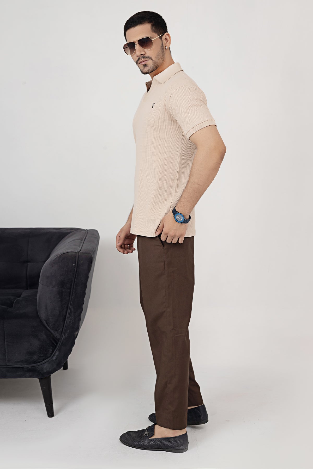 Beige Luxe Knit Polo