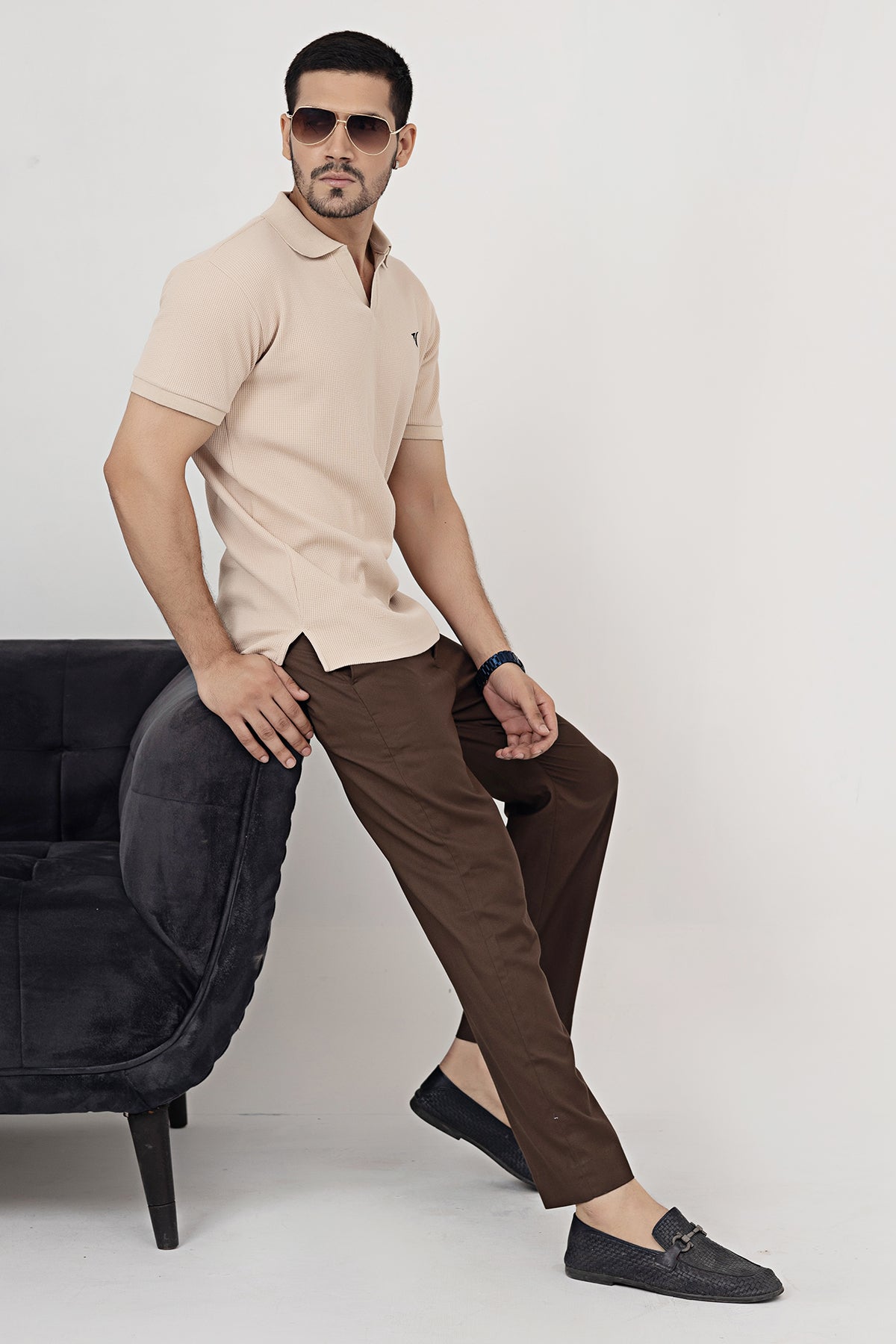 Beige Luxe Knit Polo
