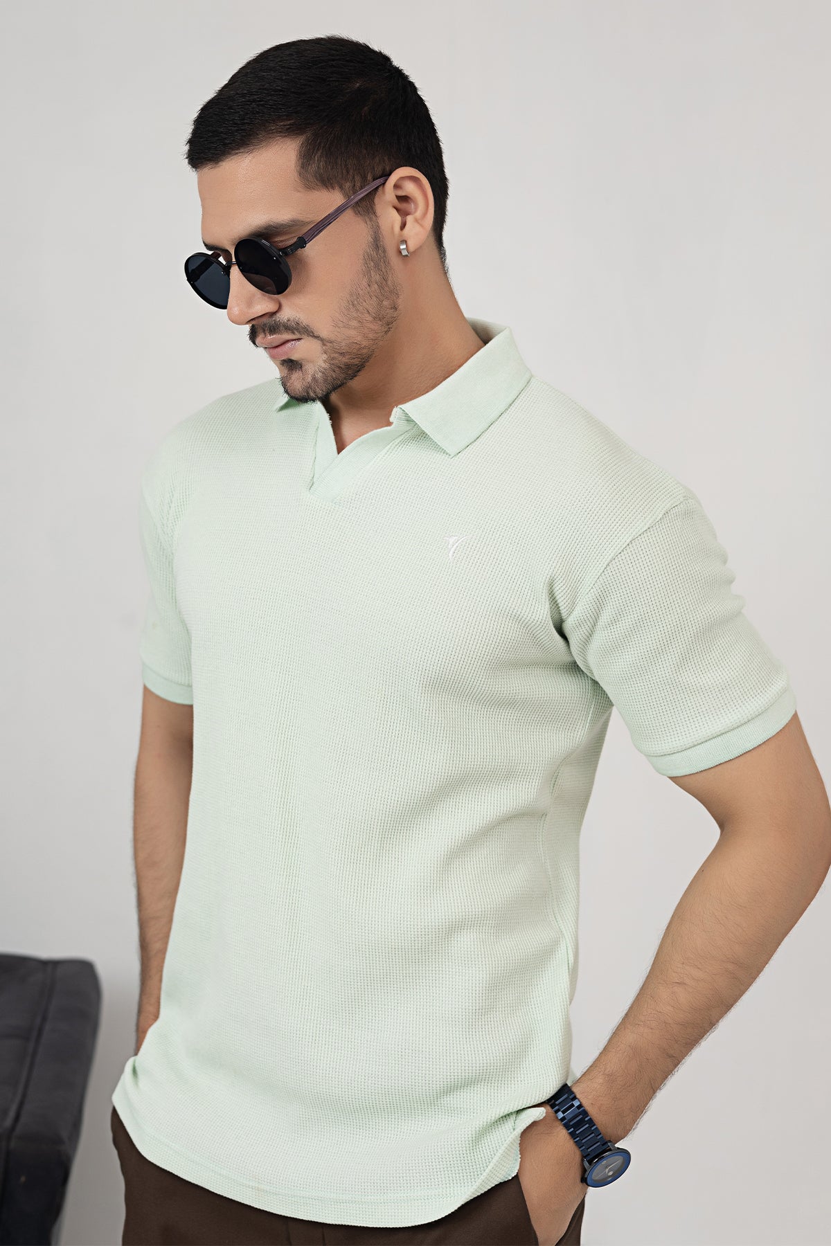 Pastel Green Knit Polo
