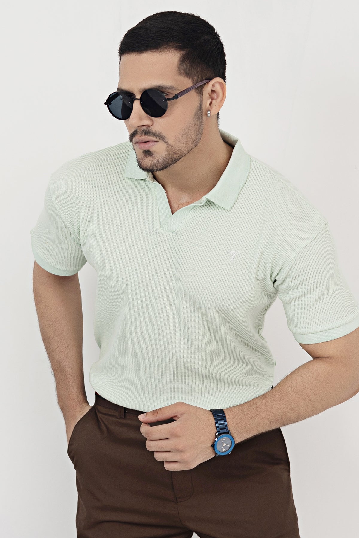 Pastel Green Knit Polo