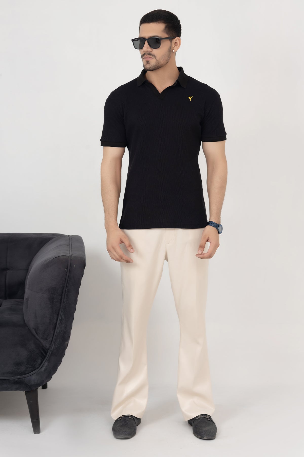 Jet Black Knit Polo