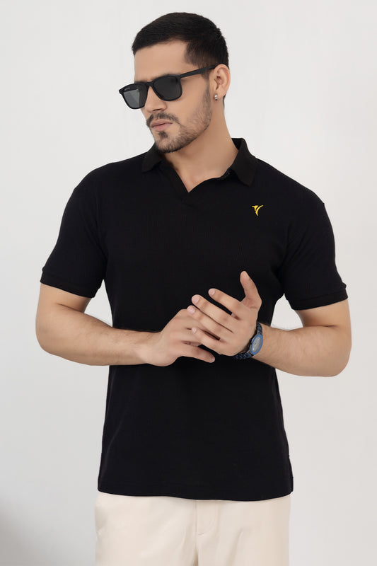 Jet Black Knit Polo