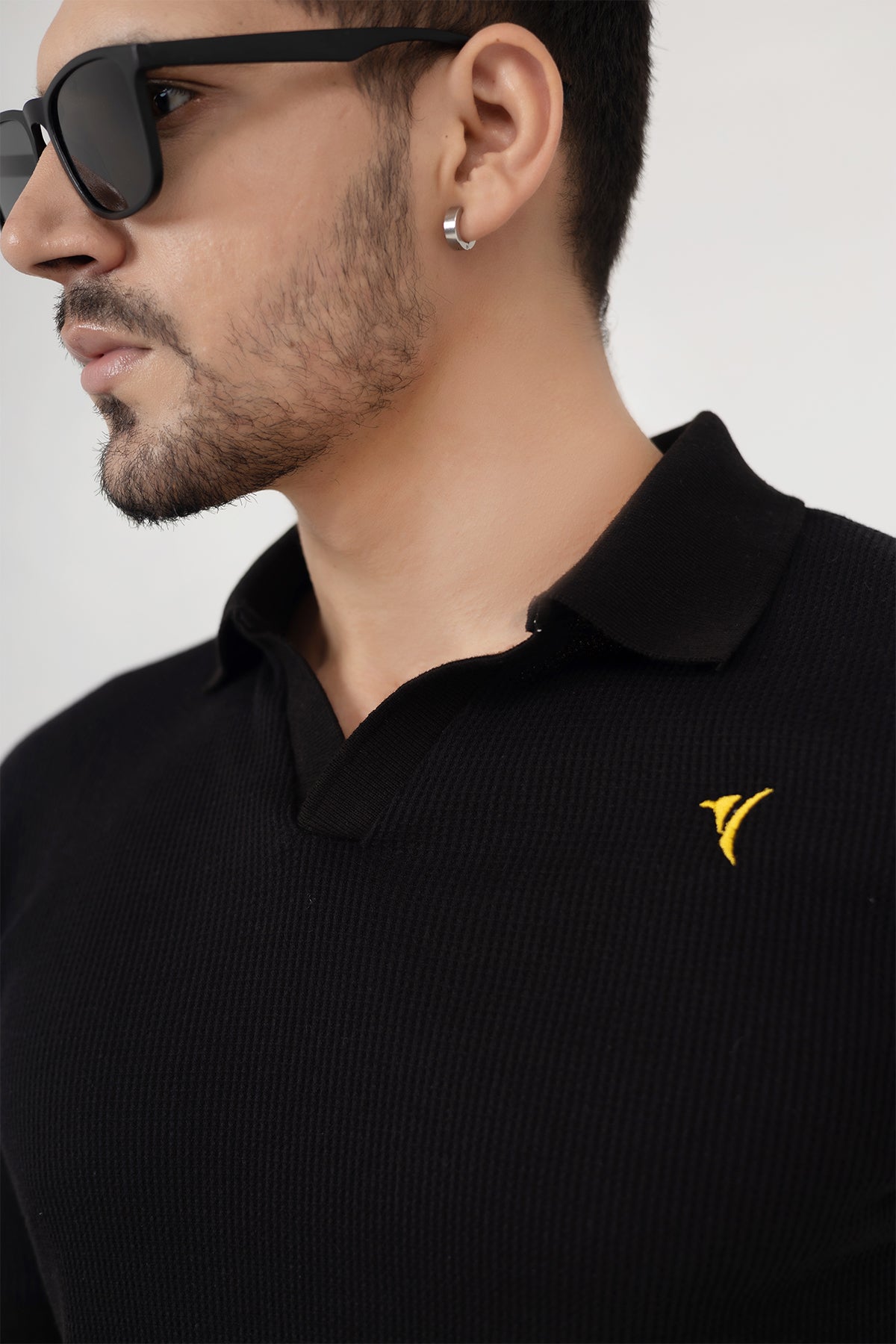 Jet Black Knit Polo