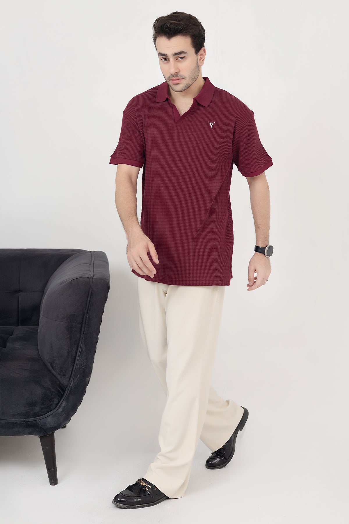 Burgundy Knit Polo
