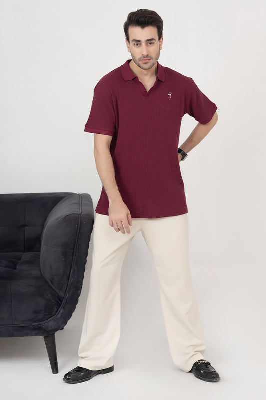 Burgundy Knit Polo