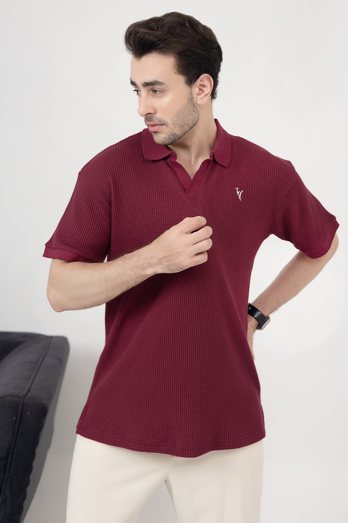 Burgundy Knit Polo