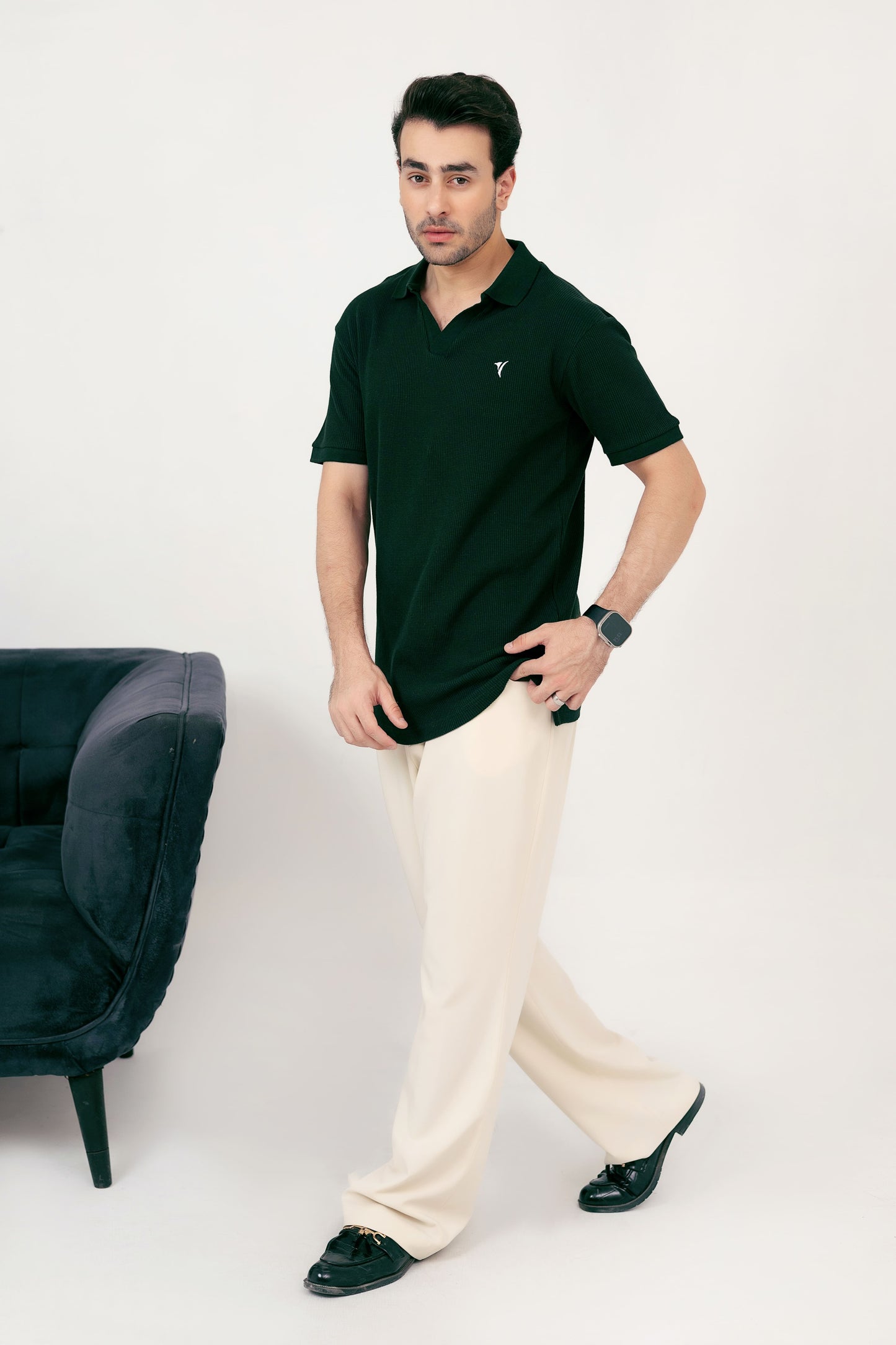 Dark Green Knit Polo