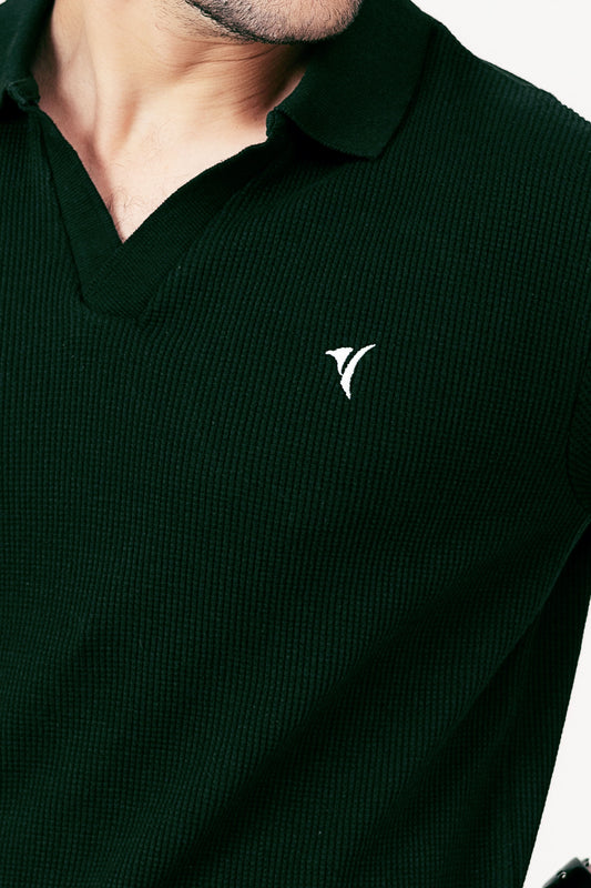 Dark Green Knit Polo