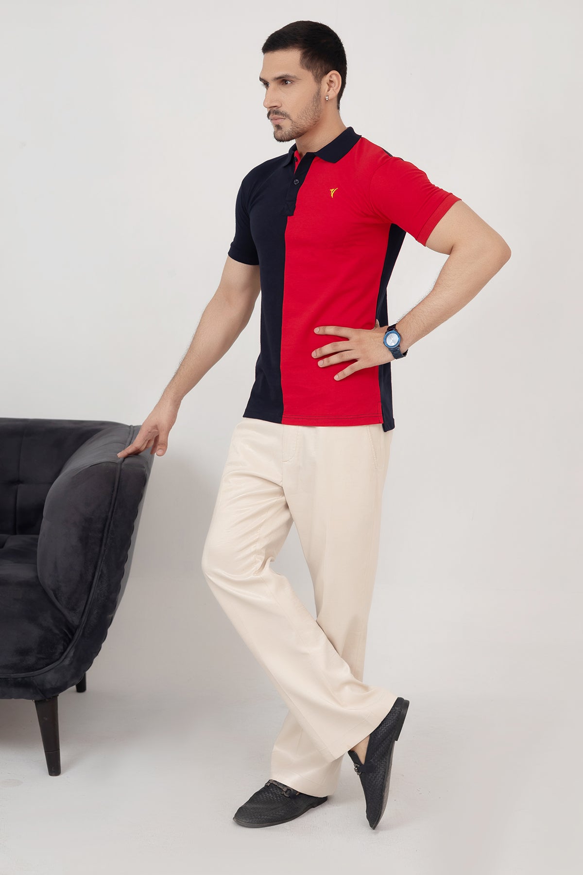 Navy & Red Panel Polo
