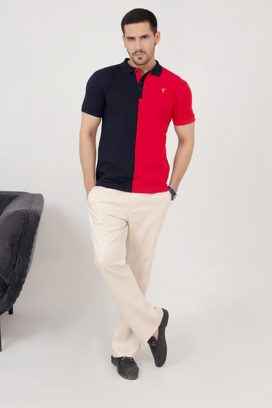 Navy & Red Panel Polo