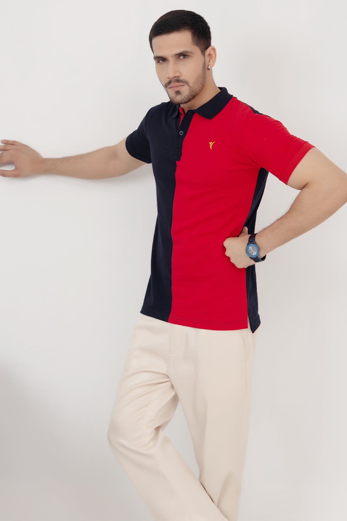 Navy & Red Panel Polo