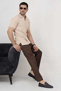 Beige Luxe Knit Polo