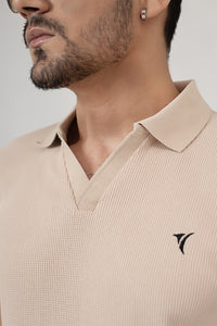 Beige Luxe Knit Polo
