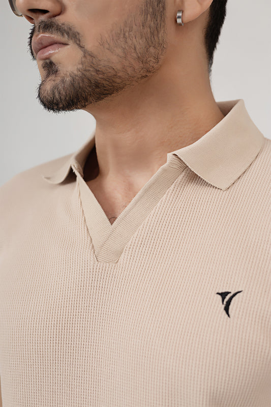 Beige Luxe Knit Polo