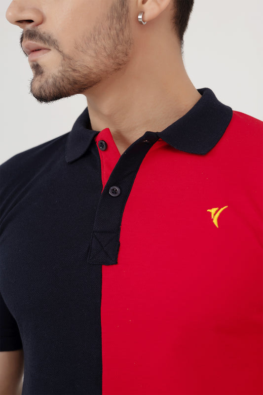 Navy & Red Panel Polo
