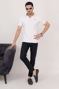 White Textured Polo [Premium]