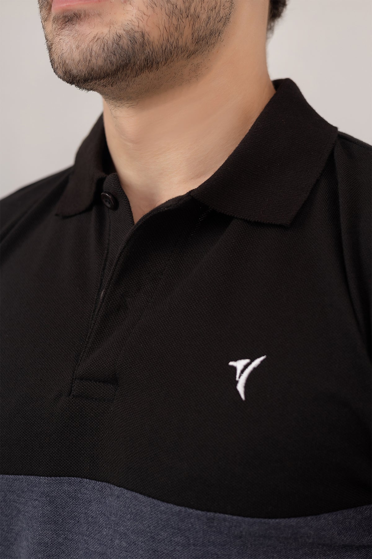 Black & Charcoal Panel Polo