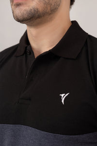 Black & Charcoal Panel Polo