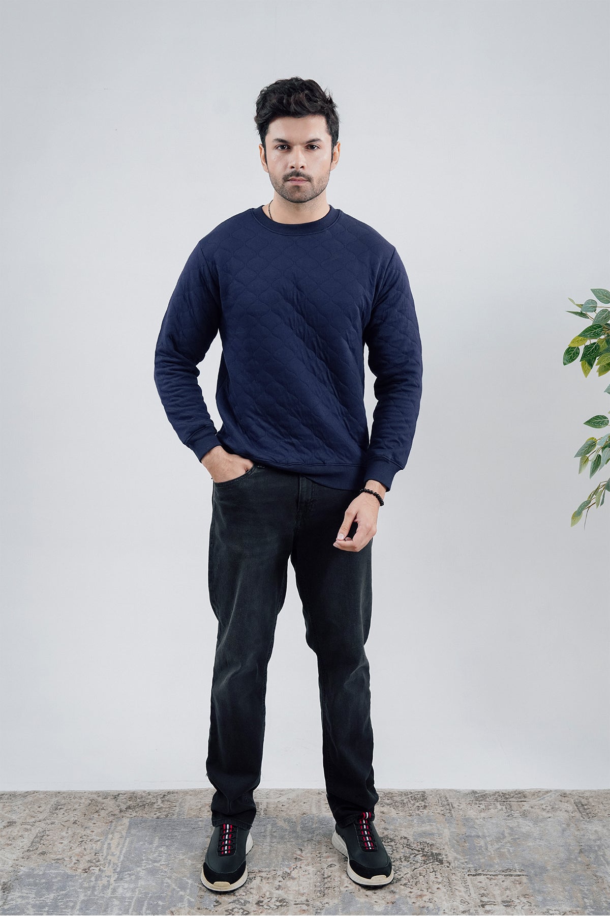 Blue Quilted Sweatshirt