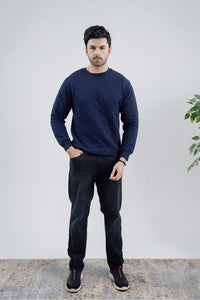 Blue Quilted Sweatshirt