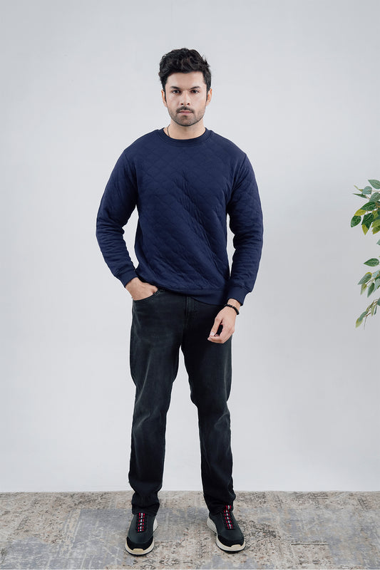 Blue Quilted Sweatshirt