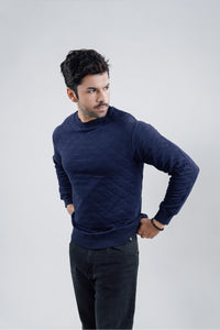 Blue Quilted Sweatshirt