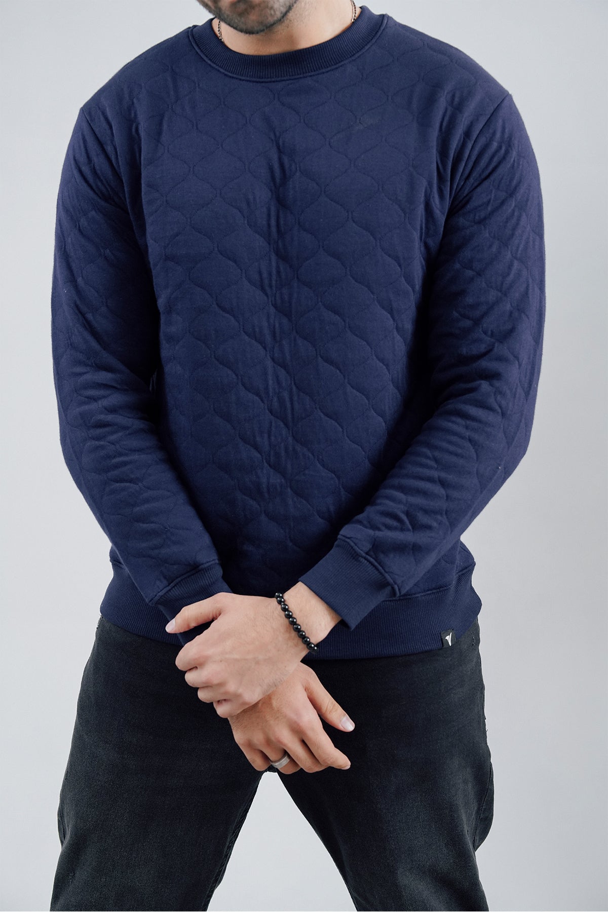 Blue Quilted Sweatshirt