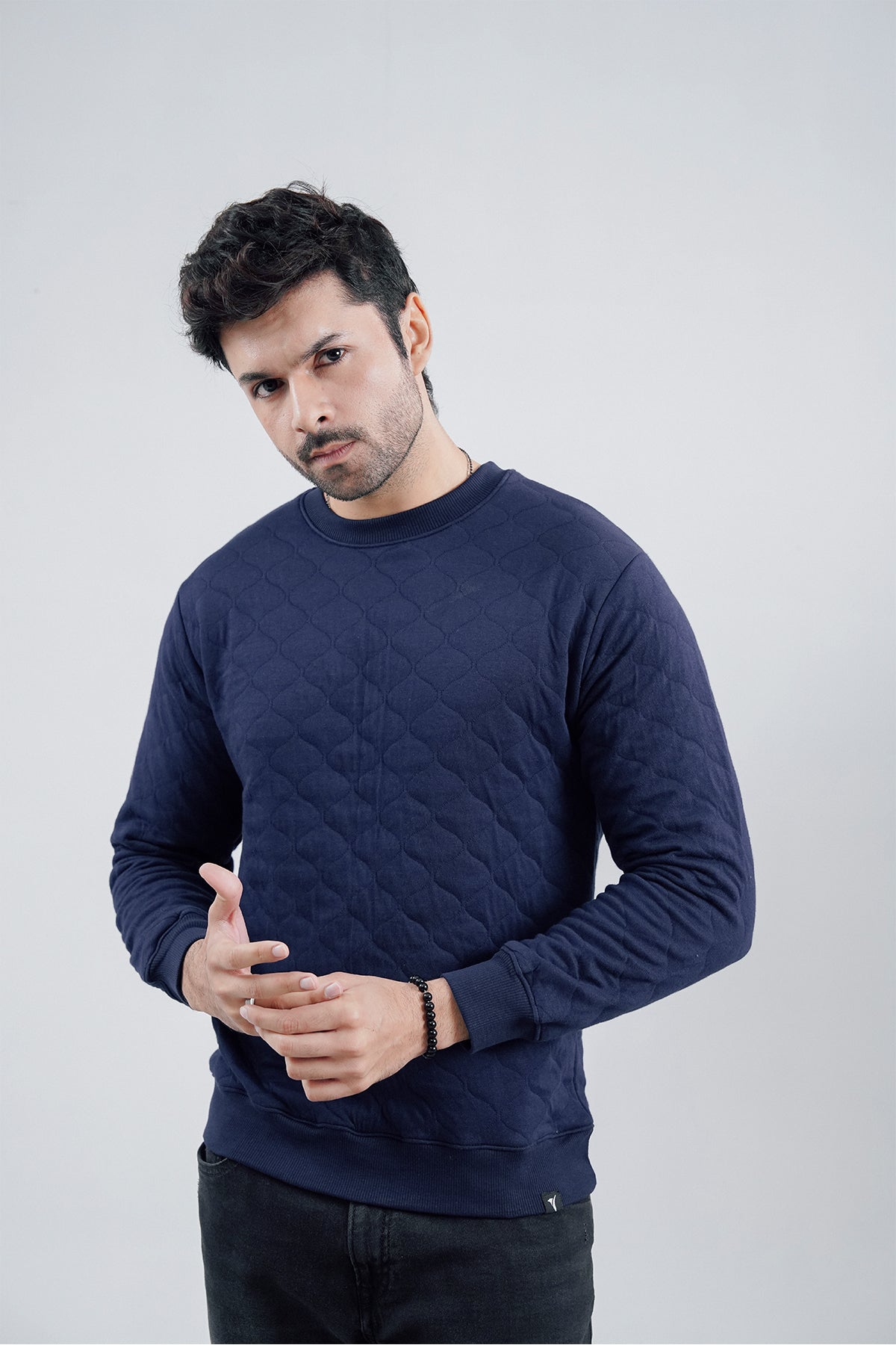 Blue Quilted Sweatshirt