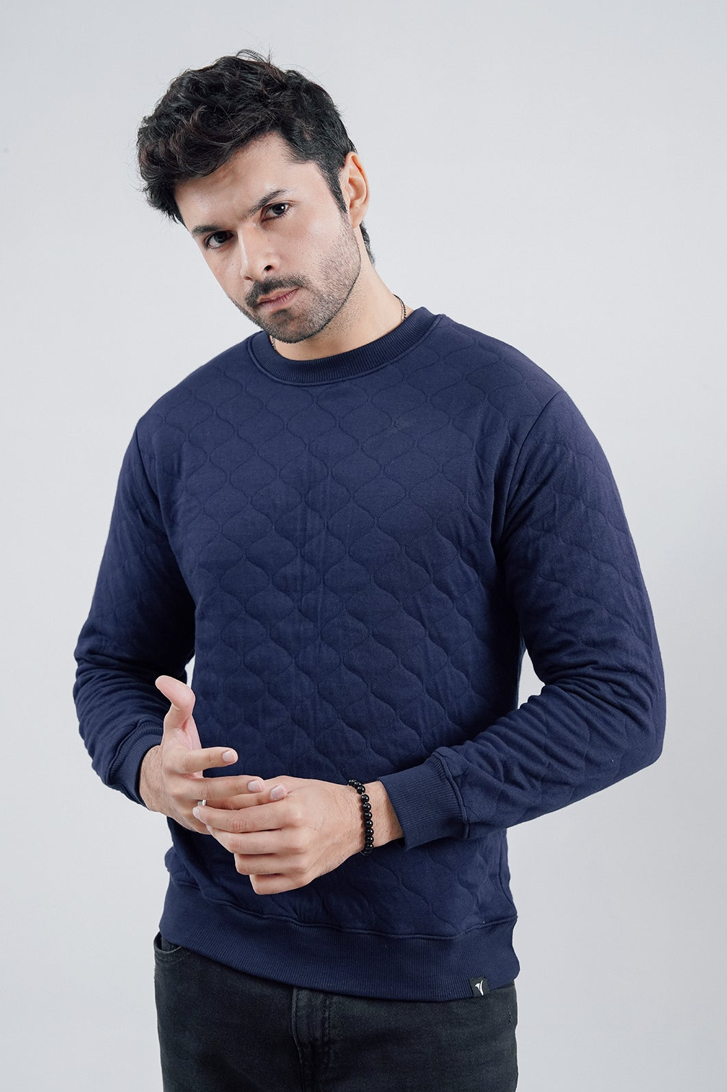 Blue Quilted Sweatshirt