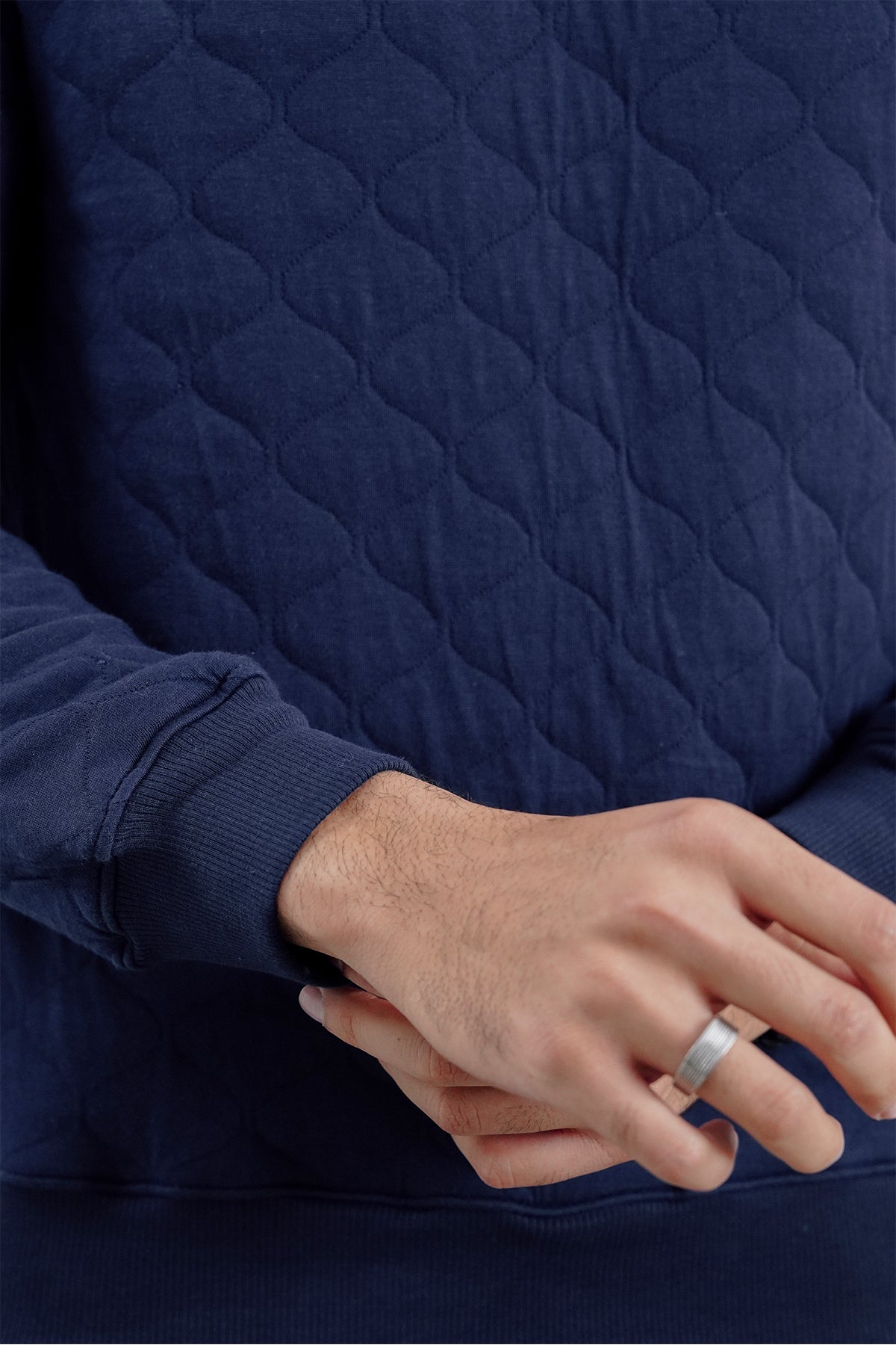 Blue Quilted Sweatshirt