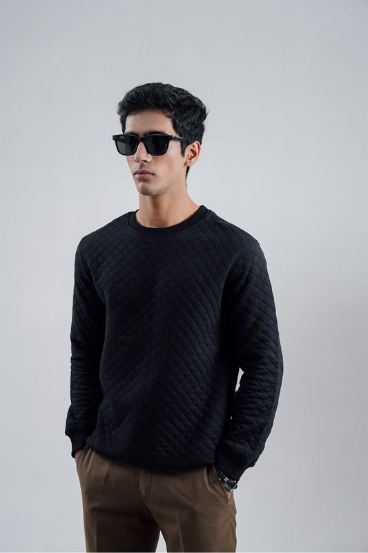 Black Quilted Sweatshirt
