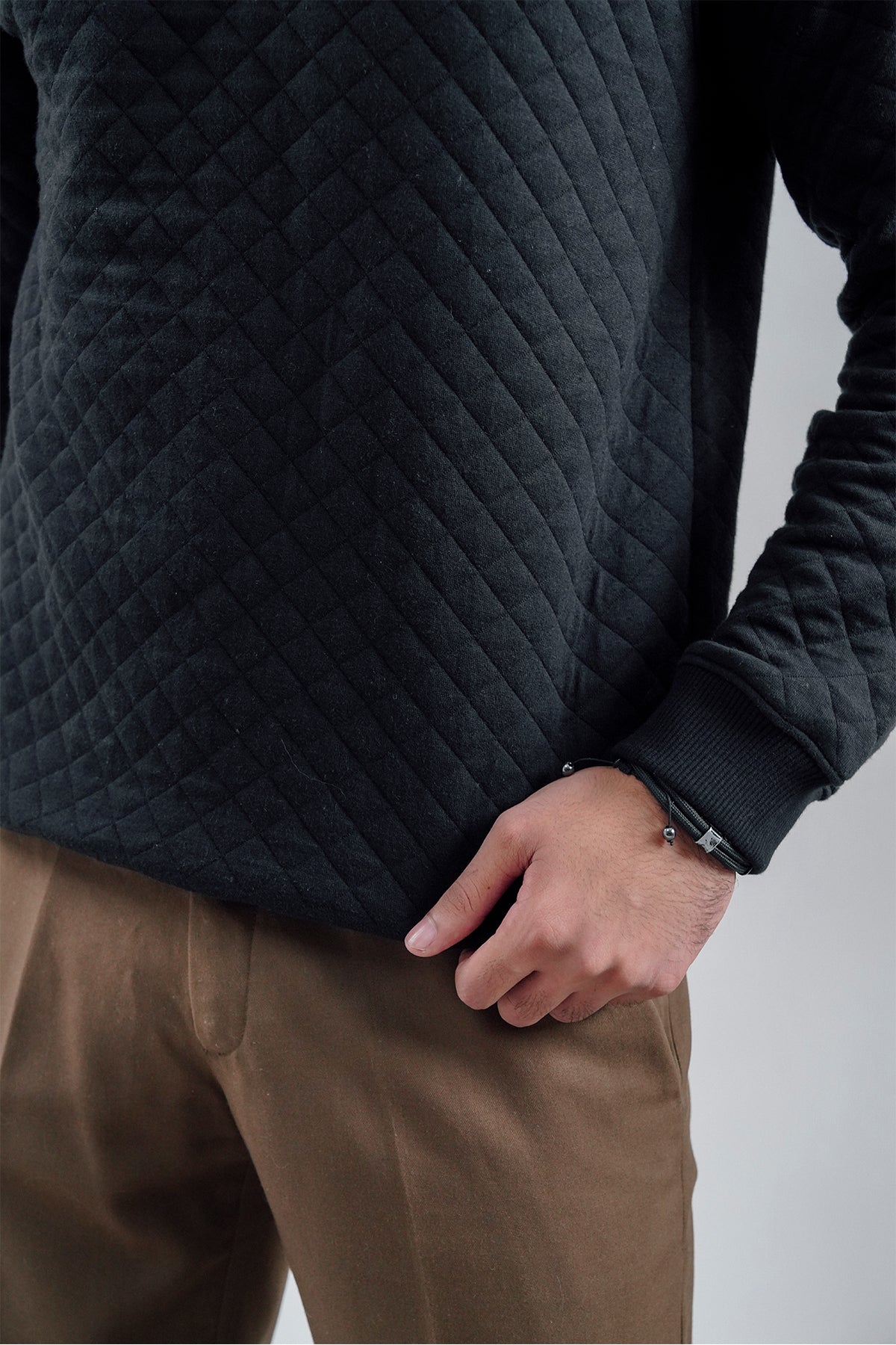 Black Quilted Sweatshirt