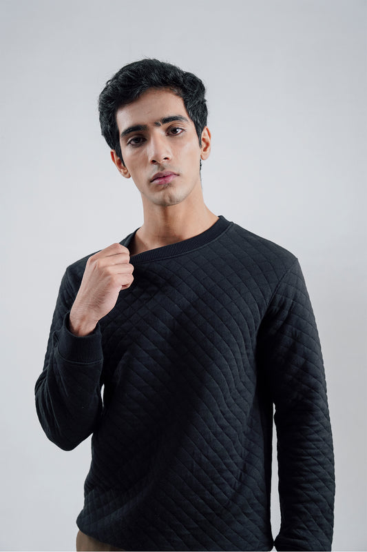 Black Quilted Sweatshirt