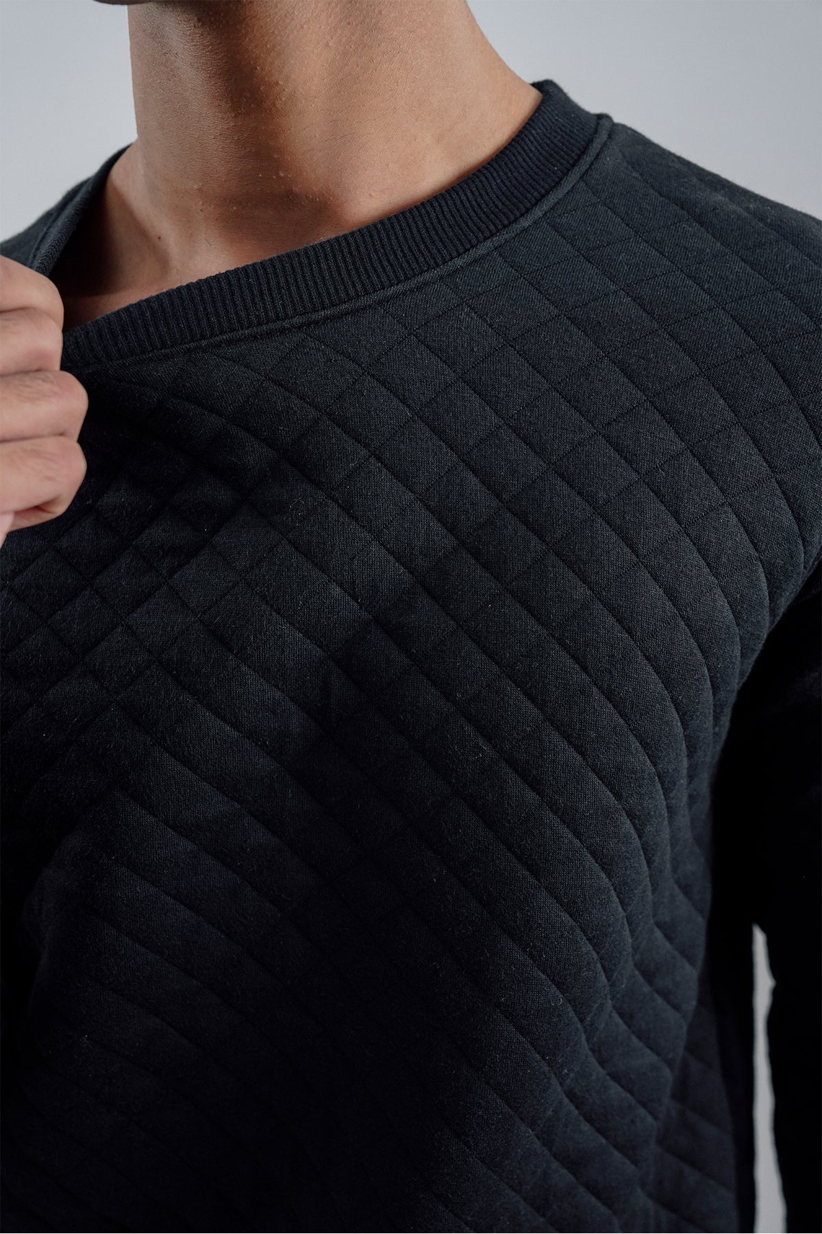Black Quilted Sweatshirt
