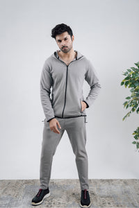 Grey Interlock Zipper Hoodie