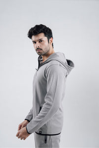 Grey Interlock Zipper Hoodie