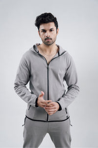 Grey Interlock Zipper Hoodie