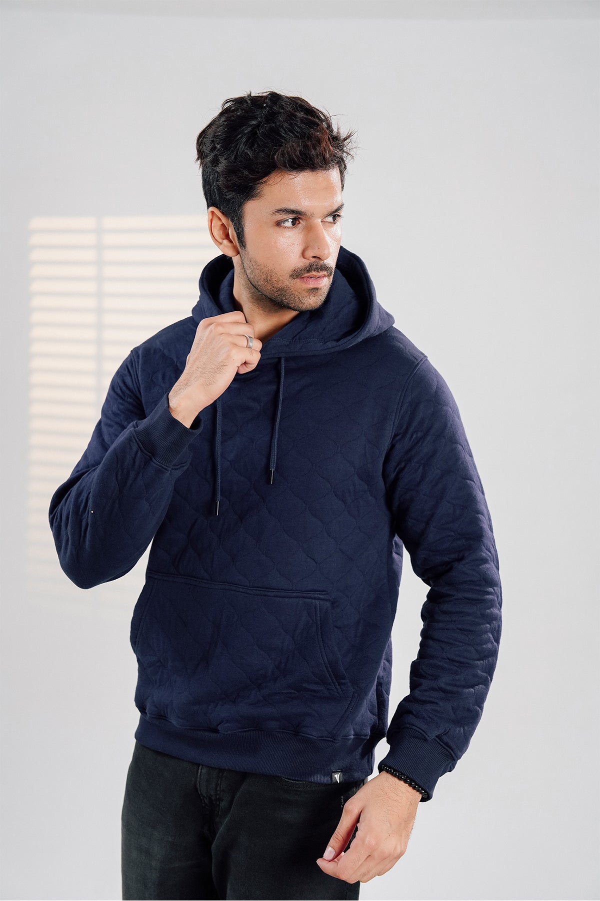Blue Quilted Hoodie