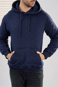 Blue Quilted Hoodie