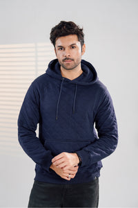 Blue Quilted Hoodie