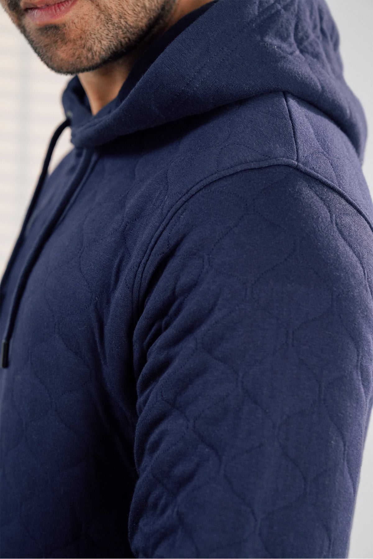 Blue Quilted Hoodie