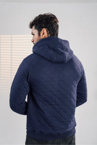 Blue Quilted Hoodie