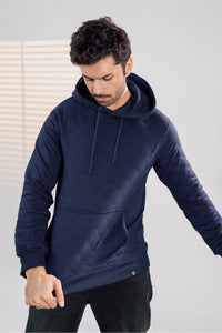Blue Quilted Hoodie
