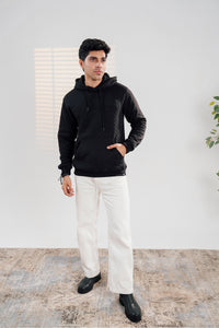 Black Quilted Hoodie