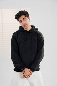 Black Quilted Hoodie