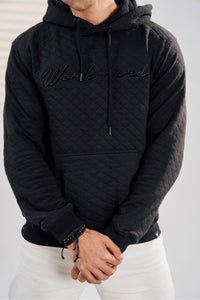 Black Quilted Hoodie