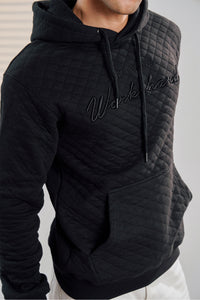 Black Quilted Hoodie